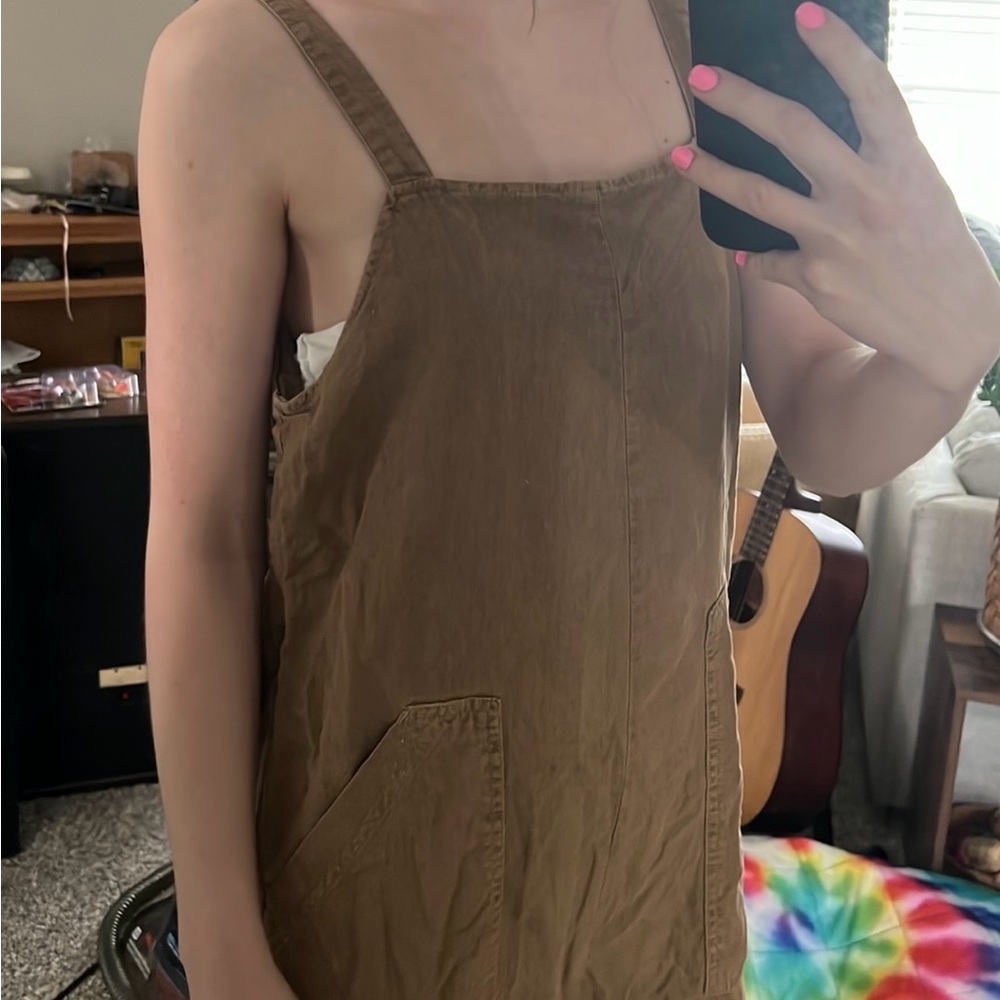 Universal Thread Women’ XS Tan Jumpsuit Overalls Palazzo Romper Linen